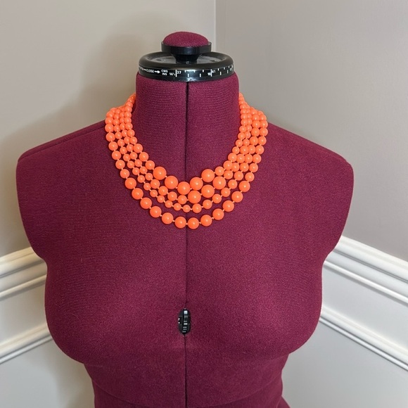 J. Crew Jewelry - J.Crew four stranded beaded beetle necklace in neon orange